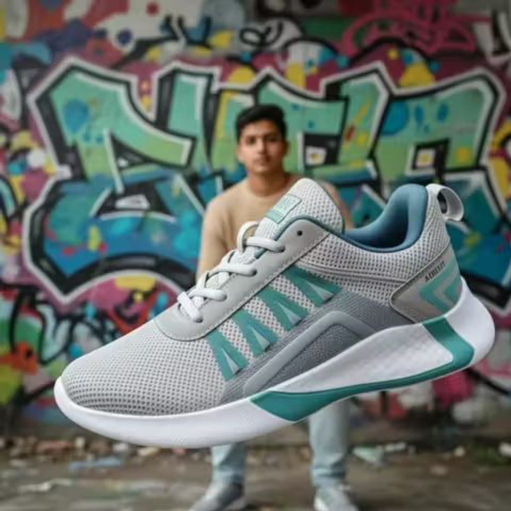 Stylish Grey & Orange Sports Sneaker