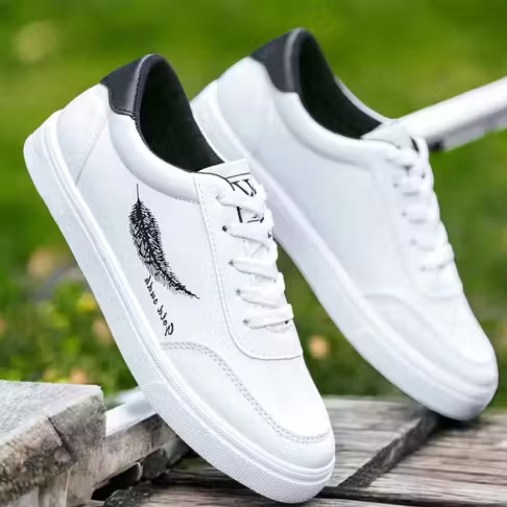Stylish Feather Print Comfort Walking Shoes