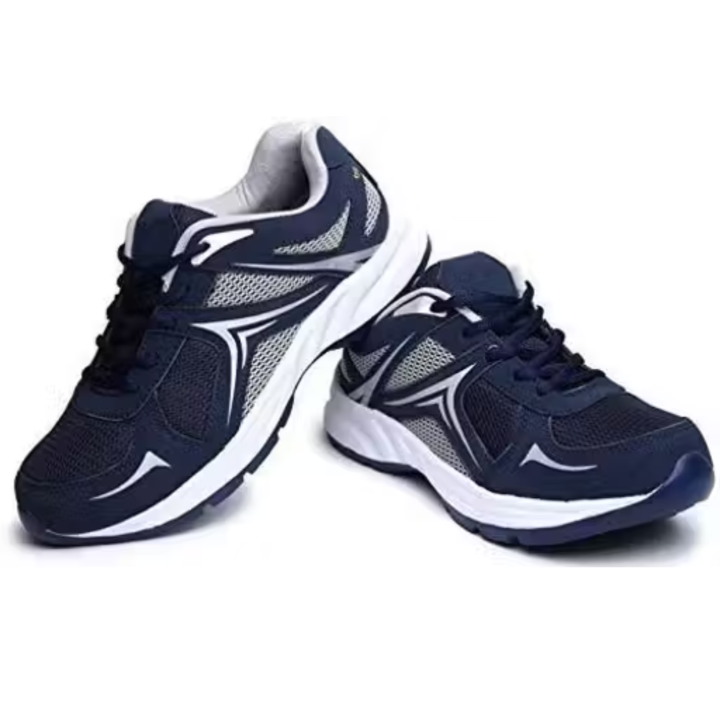 Navy Blue & Silver Athletic Running Shoes for men