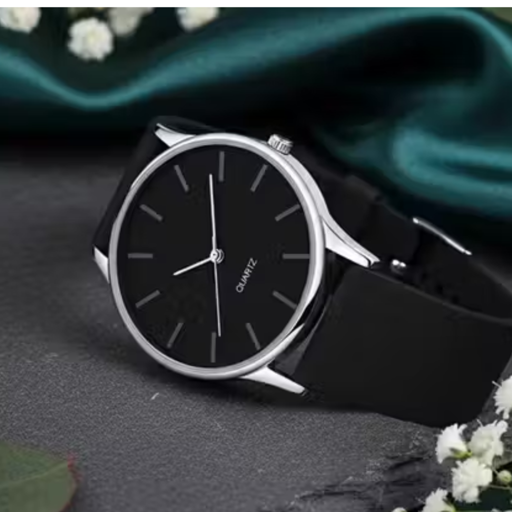 Elite Men's Minimalist Black Dial Watch