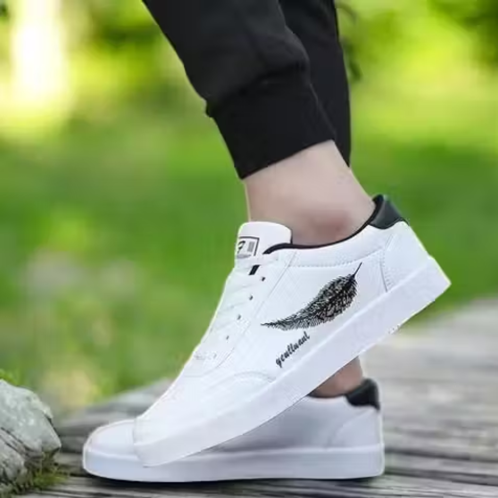 Stylish Feather Print Comfort Walking Shoes