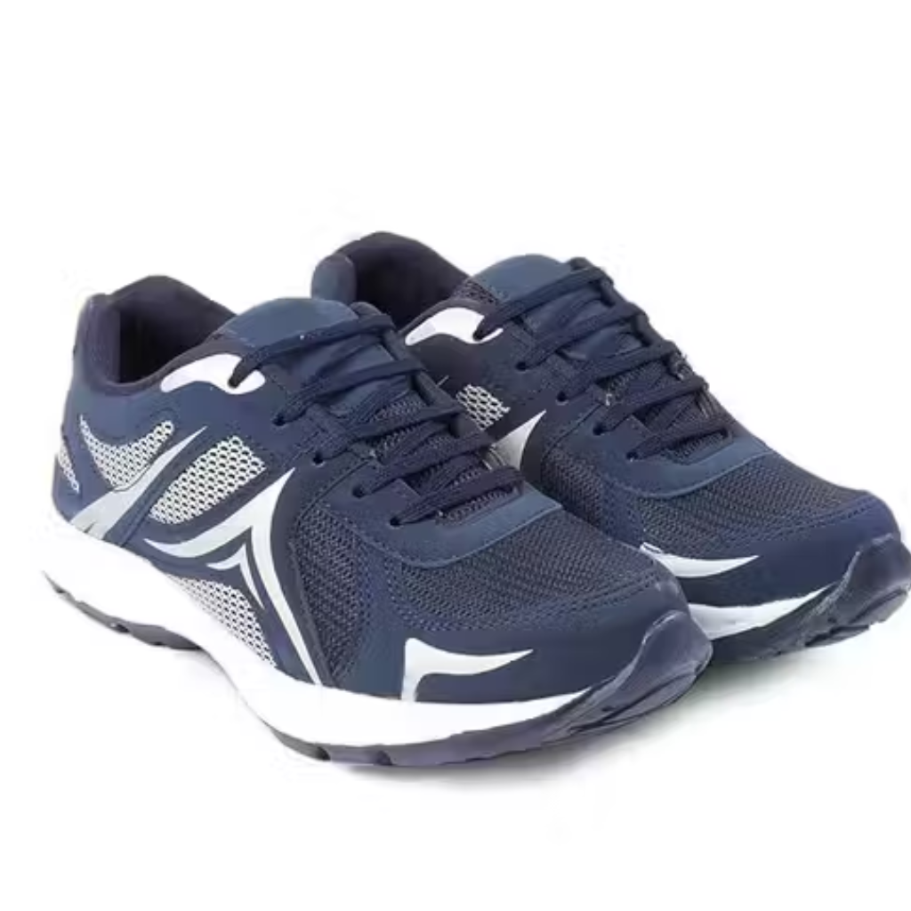 Navy Blue & Silver Athletic Running Shoes for men