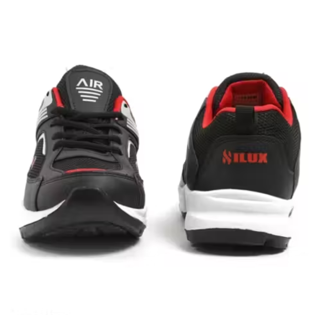 Lightweight Black & Red Breathable Sports Sneakers