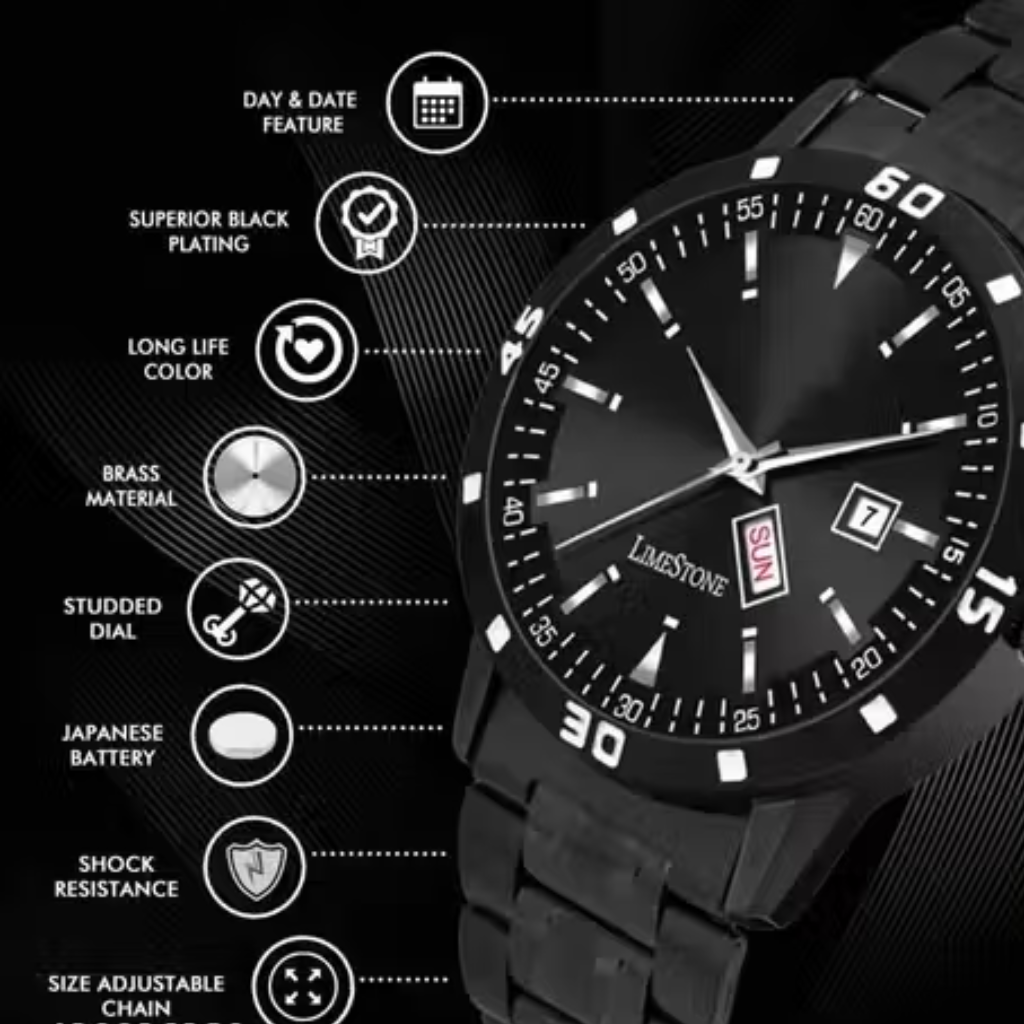 Watchstar Men's Luxury All-Black Analog Watch